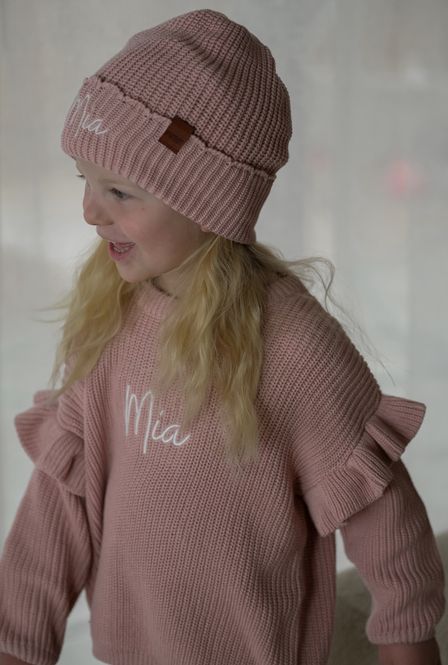Hovedbilde Knit frill lue - dusty rose
