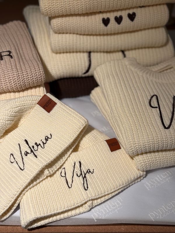 New Knit lue med dusk - cream