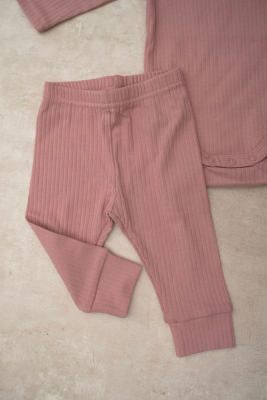 Basic rib frill sett - old rose