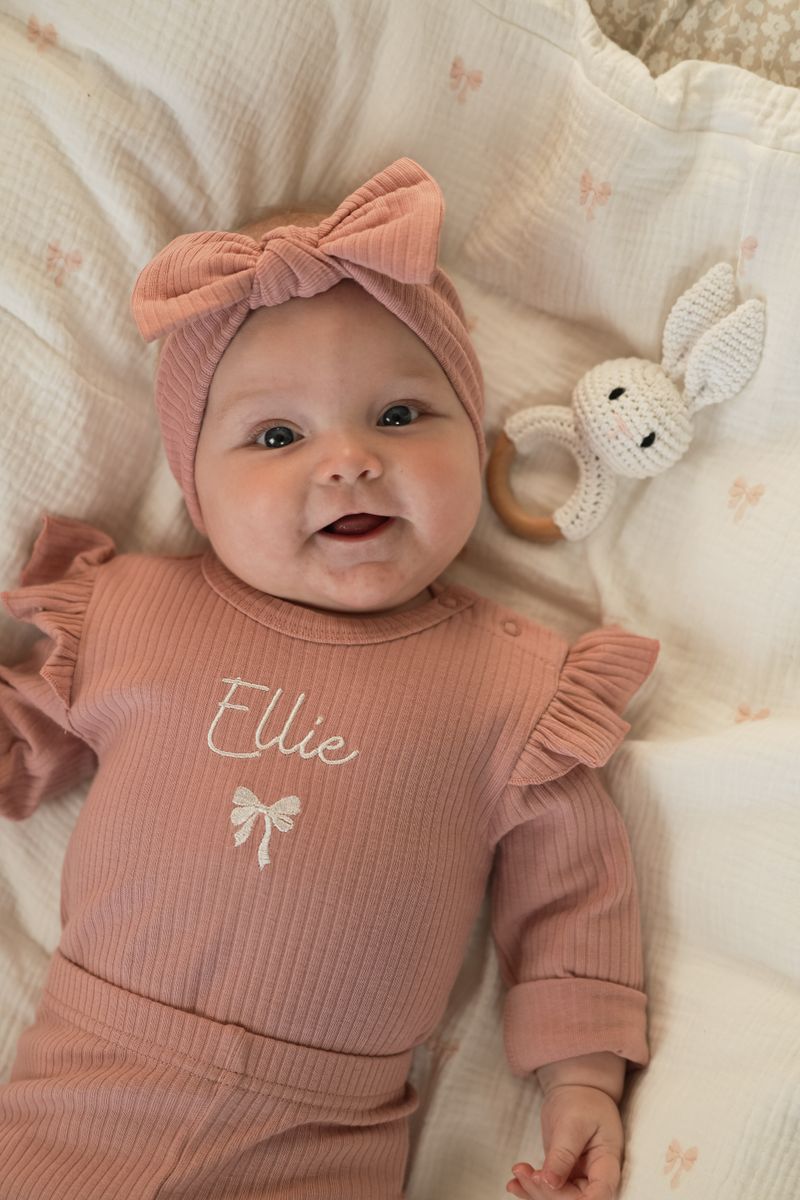 Basic rib frill sett - old rose