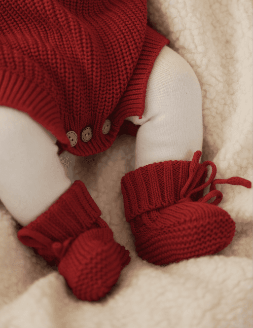 Hovedbilde Knit babytøfler - cranberry
