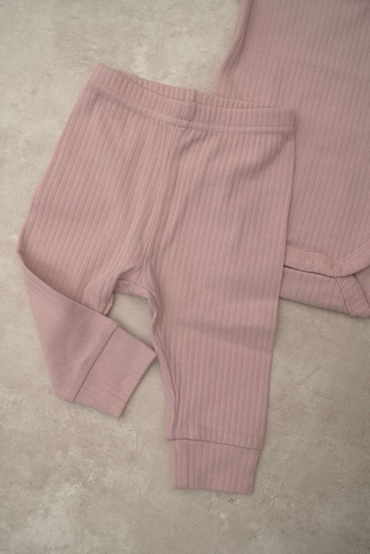 Basic rib sett - light pink