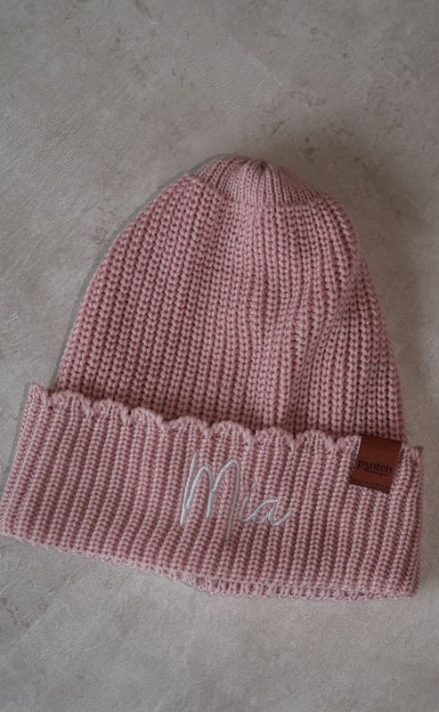 Knit frill lue - dusty rose