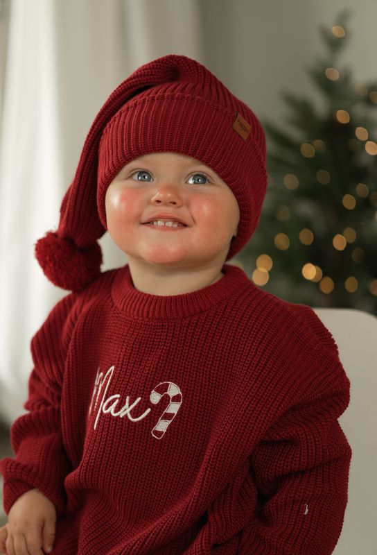 Knit genser - cranberry