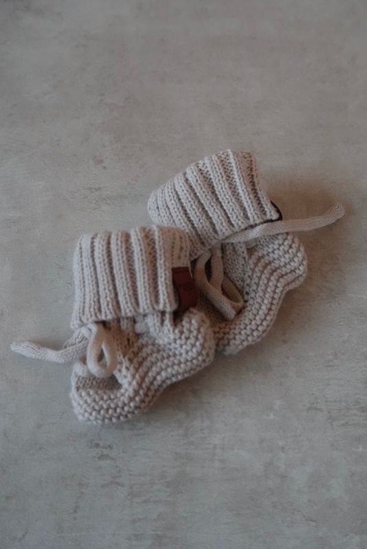 Knit babytøfler - sand