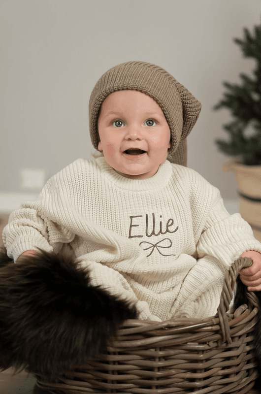 Knit lang nisselue - dark oat