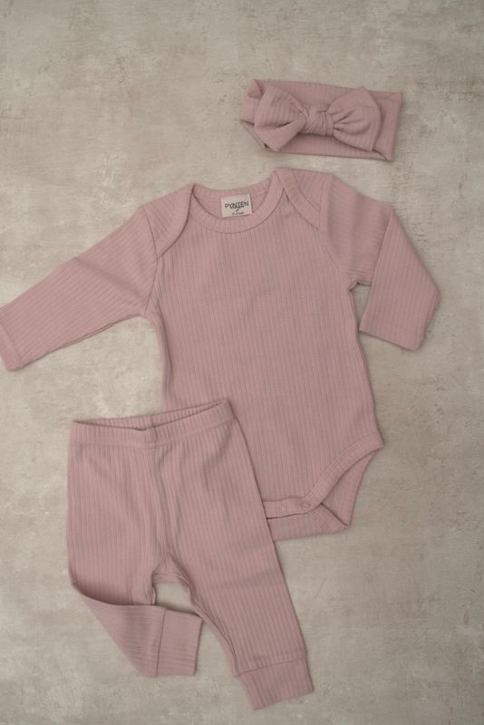 Basic rib sett - light pink