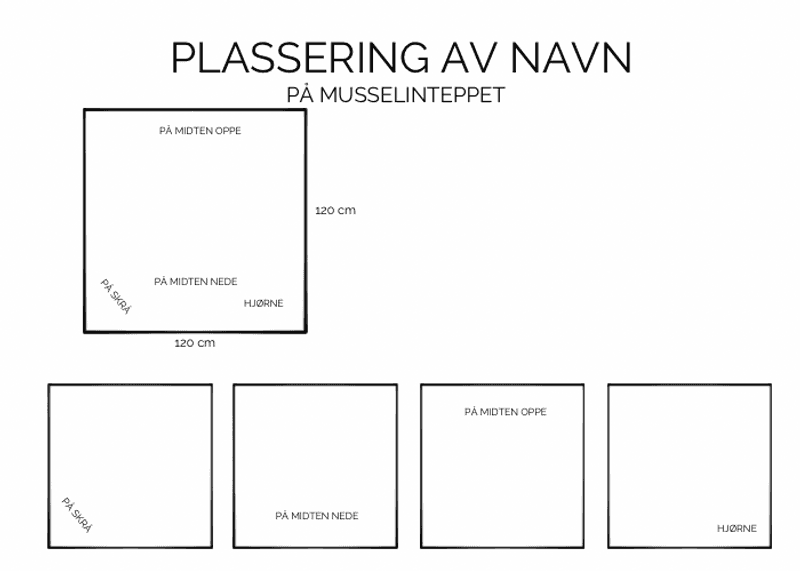 Musselinteppe med navn mørk beige