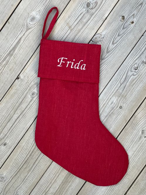 Hovedbilde Julestrømpe lin - rød